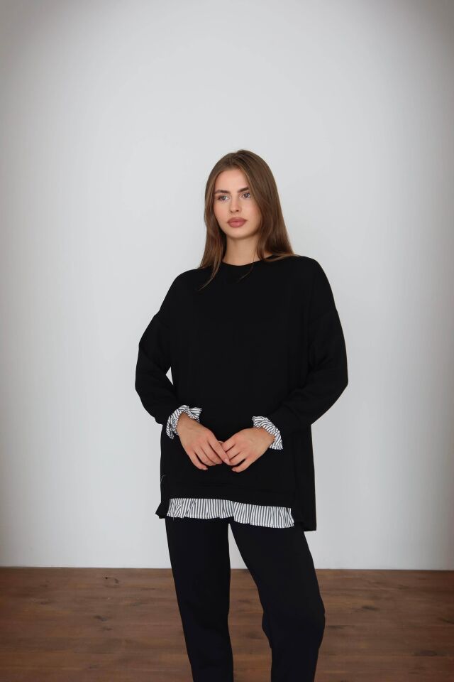 Kolları Fırfırlı Gömlek Detaylı Modal Kumaş Tunik