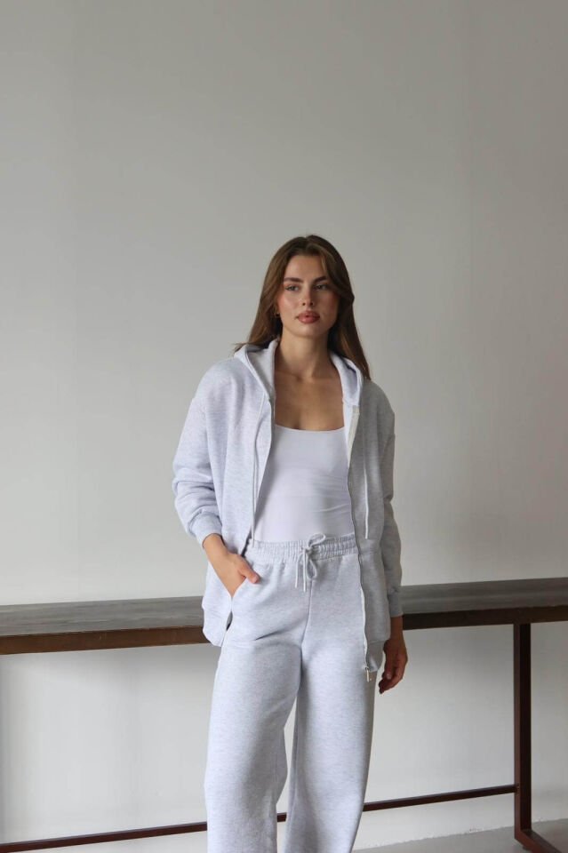 Kanguru Cepli Kapüşonlu Fermuarlı Hırka / Sweatshirt