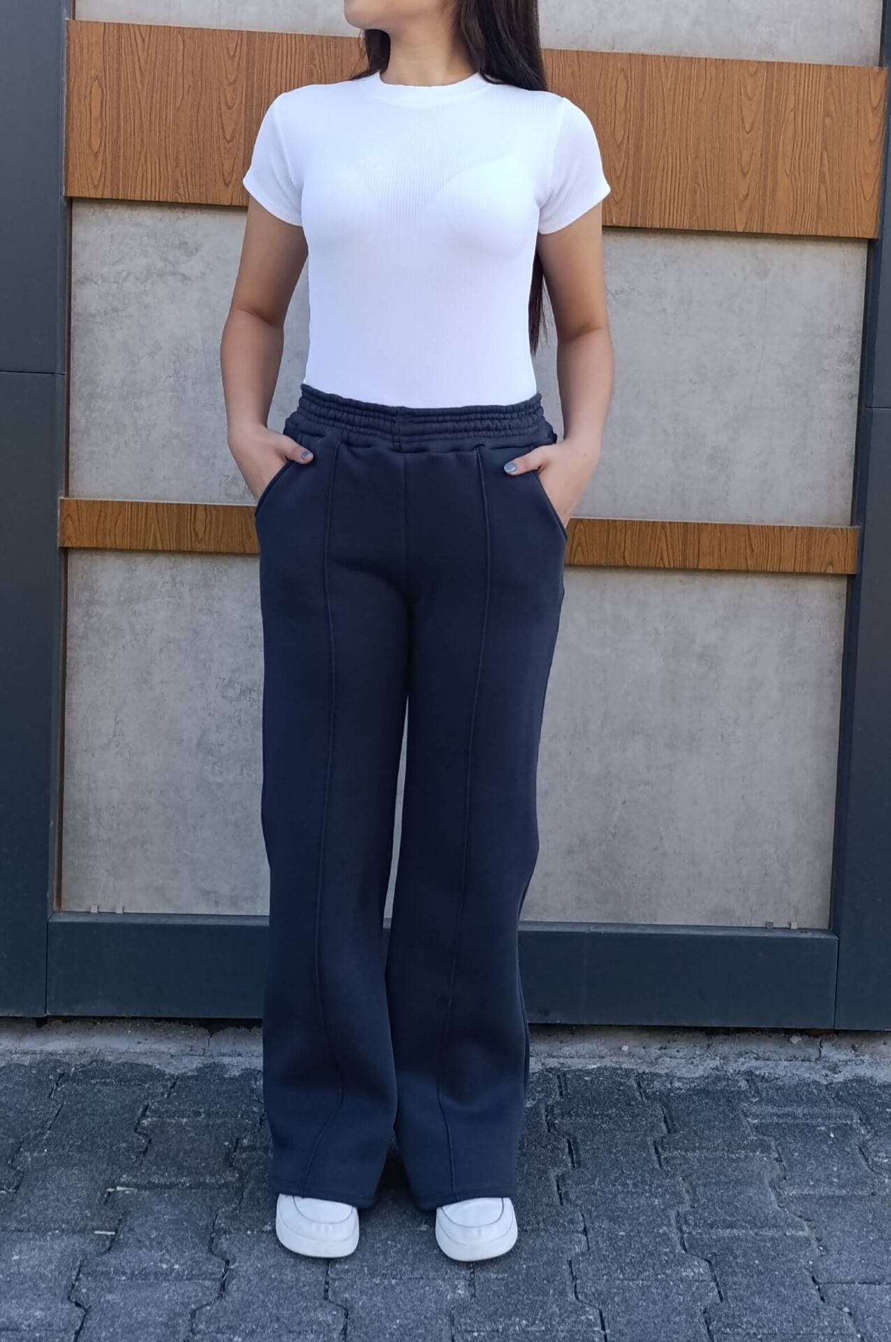 Bol Paça Cepli 3 İplik İçi Polarlı Şardonlu Eşofman Altı