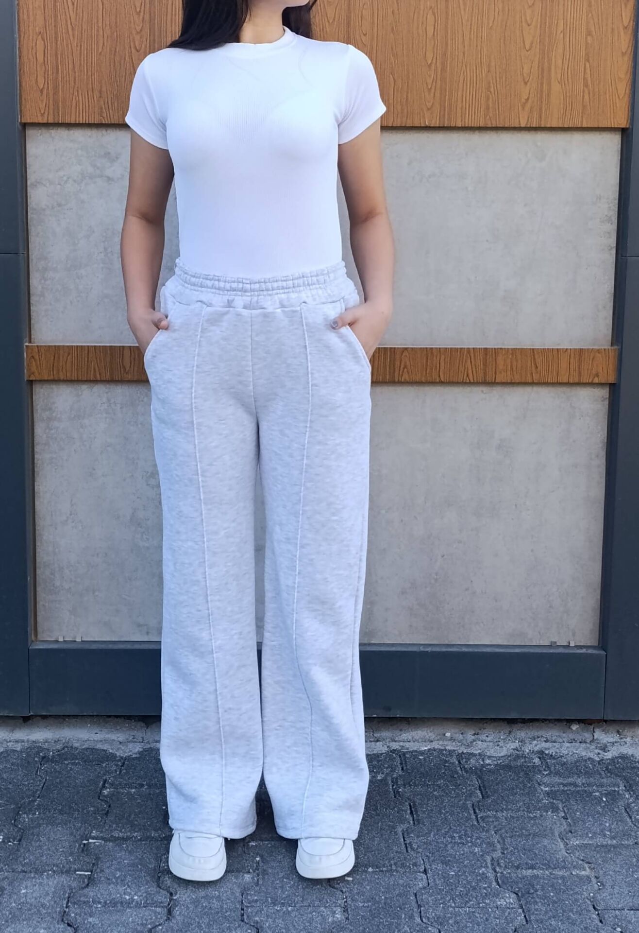 Bol Paça Cepli 3 İplik İçi Polarlı Şardonlu Eşofman Altı