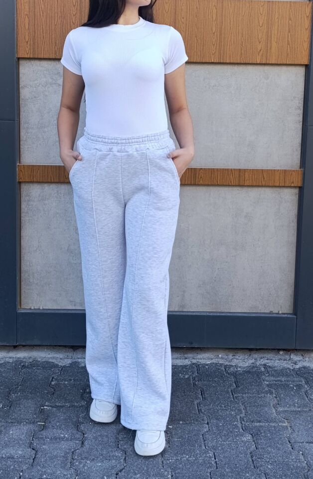 Bol Paça Cepli 3 İplik İçi Polarlı Şardonlu Eşofman Altı